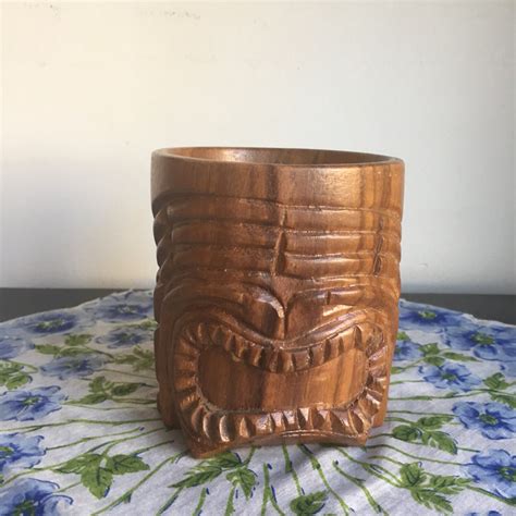 wooden tiki mug